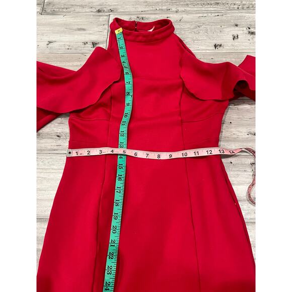 Free People Raspberry Pink Ruffle Cold Shoulder Halter Festival Mini Dress - Picture 6 of 8